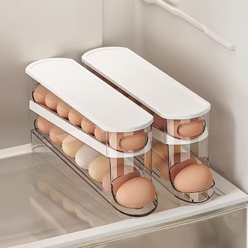 Automatic Rolling Double-Layer Egg Organizer for Refrigerator